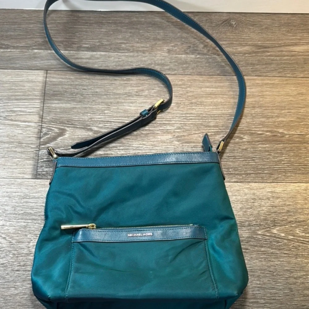 Michael Kors Teal Crossbody Bag with Gold Accents
